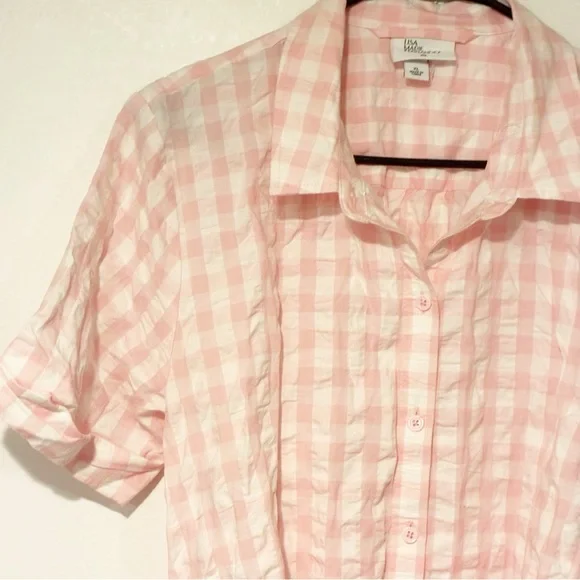 Lisa Marie Fernandez x Target Pink Gingham Dress‎ Button Front Tie Waist Size XL - Picture 3 of 6